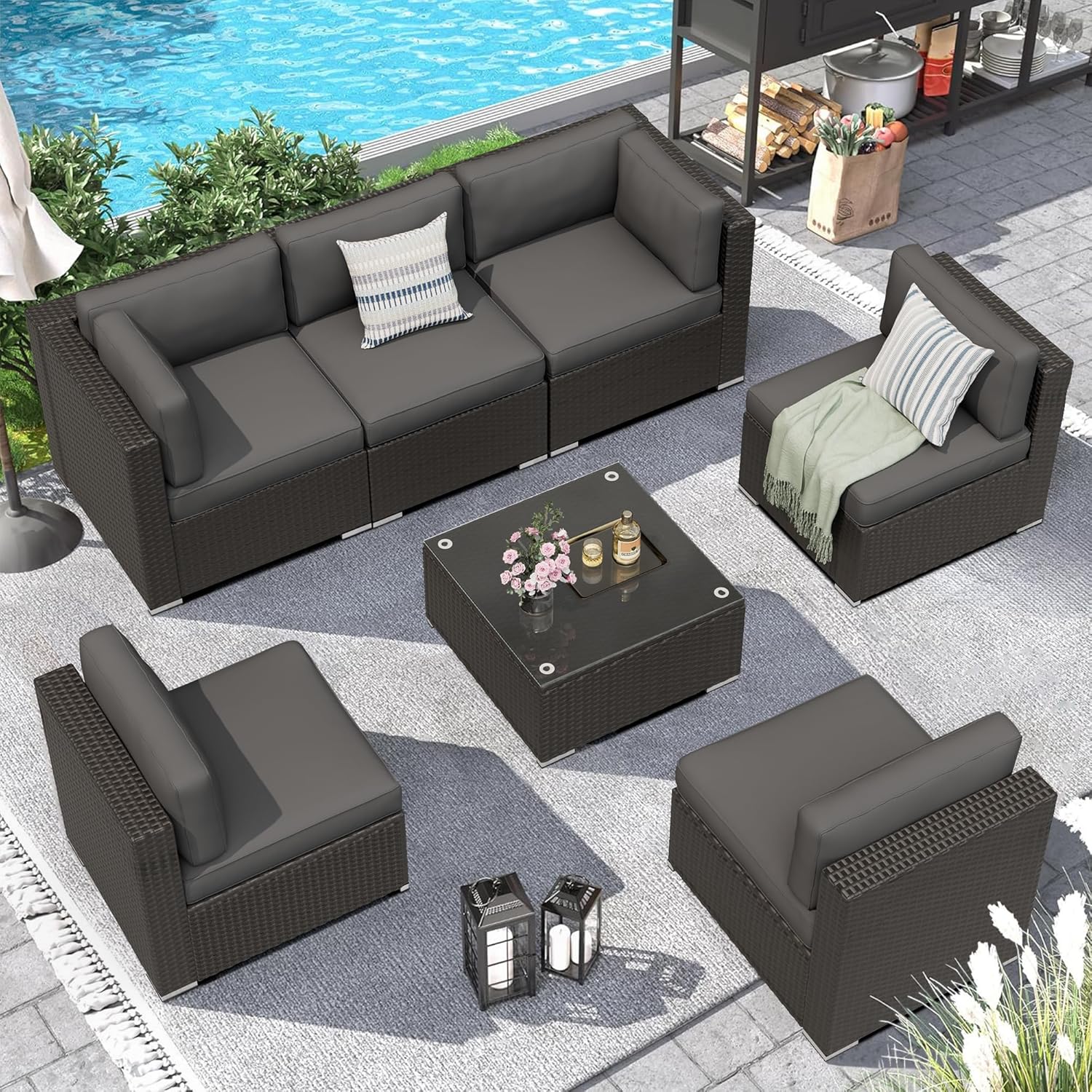 Outdoor Furniture On Sale - 7 Pieces Outdoor Patio Furniture Set,