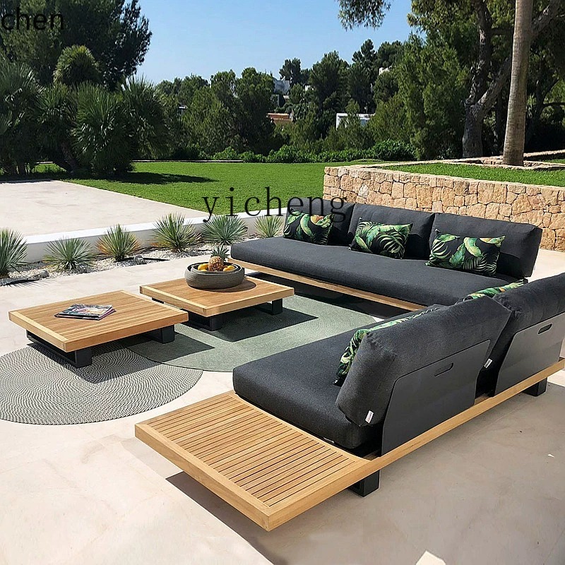 Outdoor Furniture Hotel - HYS outdoor teak sofa courtyard waterproof