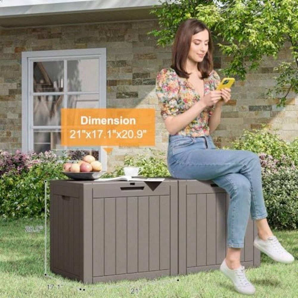 35 Gallon Outdoor Storage Box, - Outdoor Furniture Resin 评论和价格