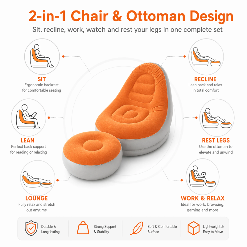 Flocking Inflatable Lazy Sofa  - Outdoor Furniture European 评论和价格