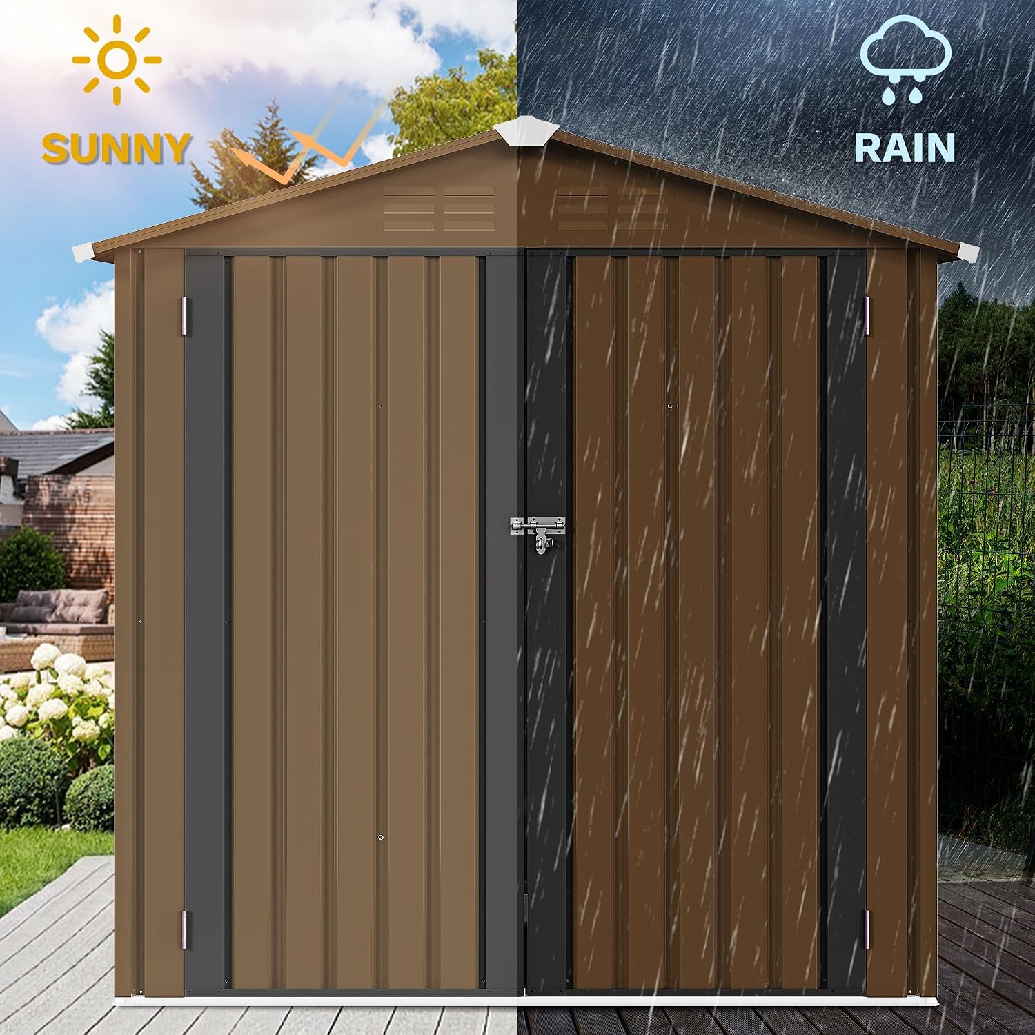 6x4ft Metal Outdoor Storage Sh - Outdoor Furniture Heavy 评论和价格