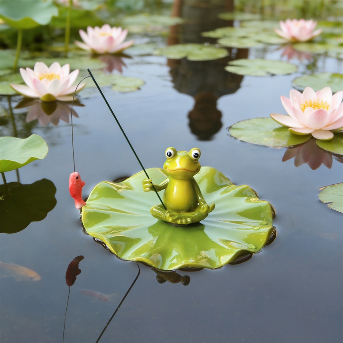 Floating Lotus Leaf Frog Statu - Outdoor Furniture Resin 评论和价格