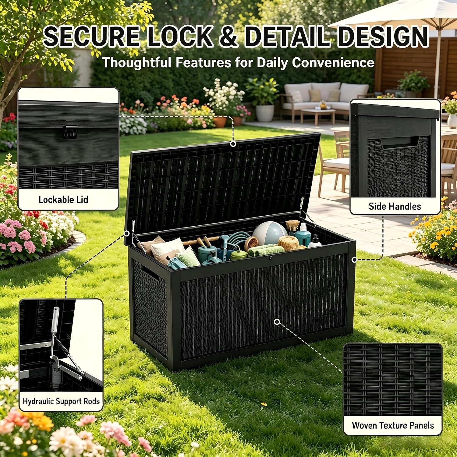 Large Deck Box Outdoor Resin S - Outdoor Furniture Resin 评论和价格