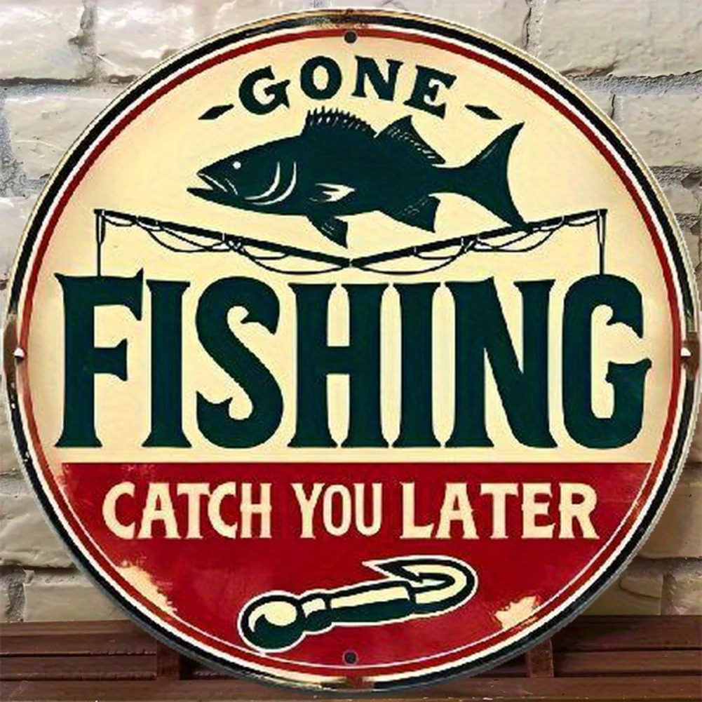 Vintage Fishing Aluminum Sign  - Outdoor Furniture Shop 评论和价格