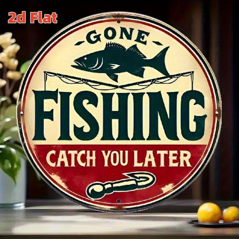 Vintage Fishing Aluminum Sign  - Outdoor Furniture Shop 评论和价格