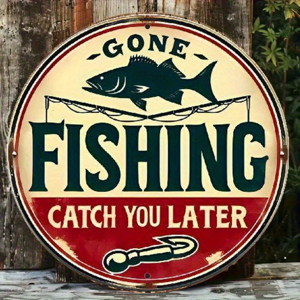 Vintage Fishing Aluminum Sign  - Outdoor Furniture Shop 评论和价格