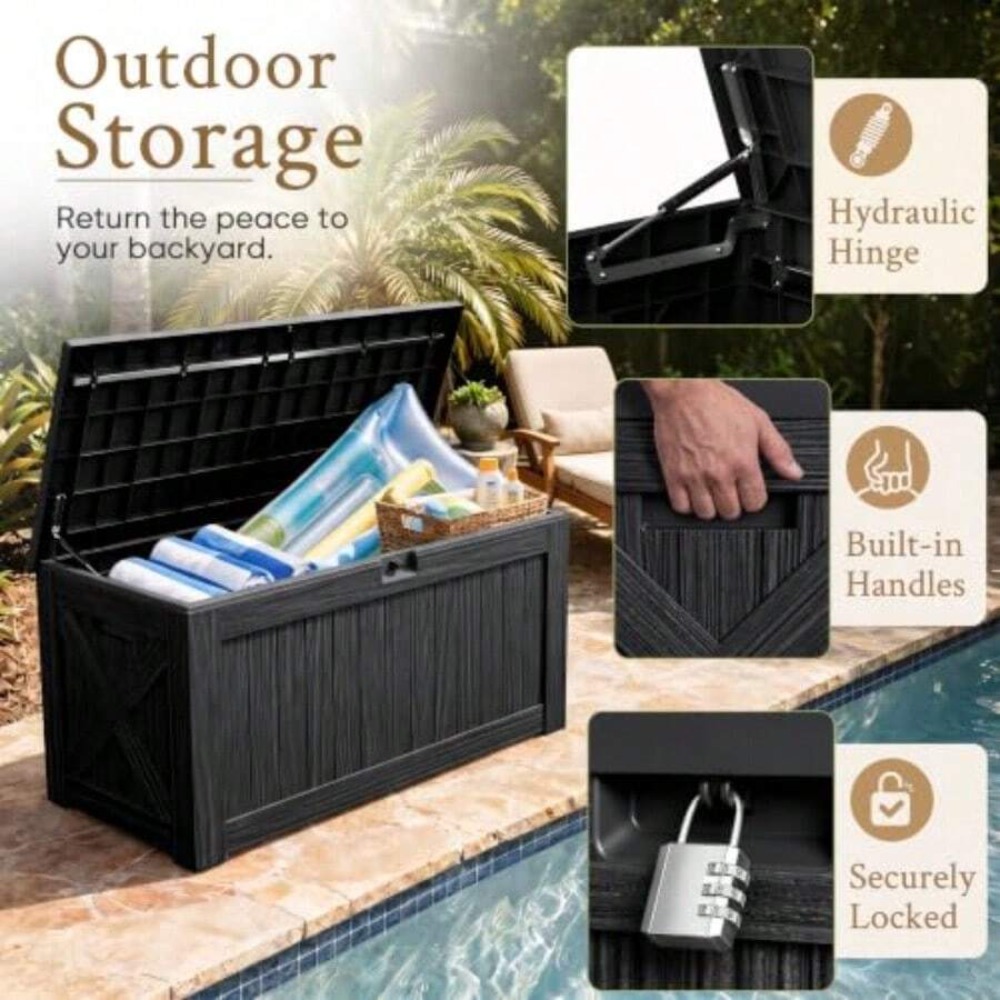 120 Gallon Deck Box Outdoor St - Outdoor Furniture Resin 评论和价格