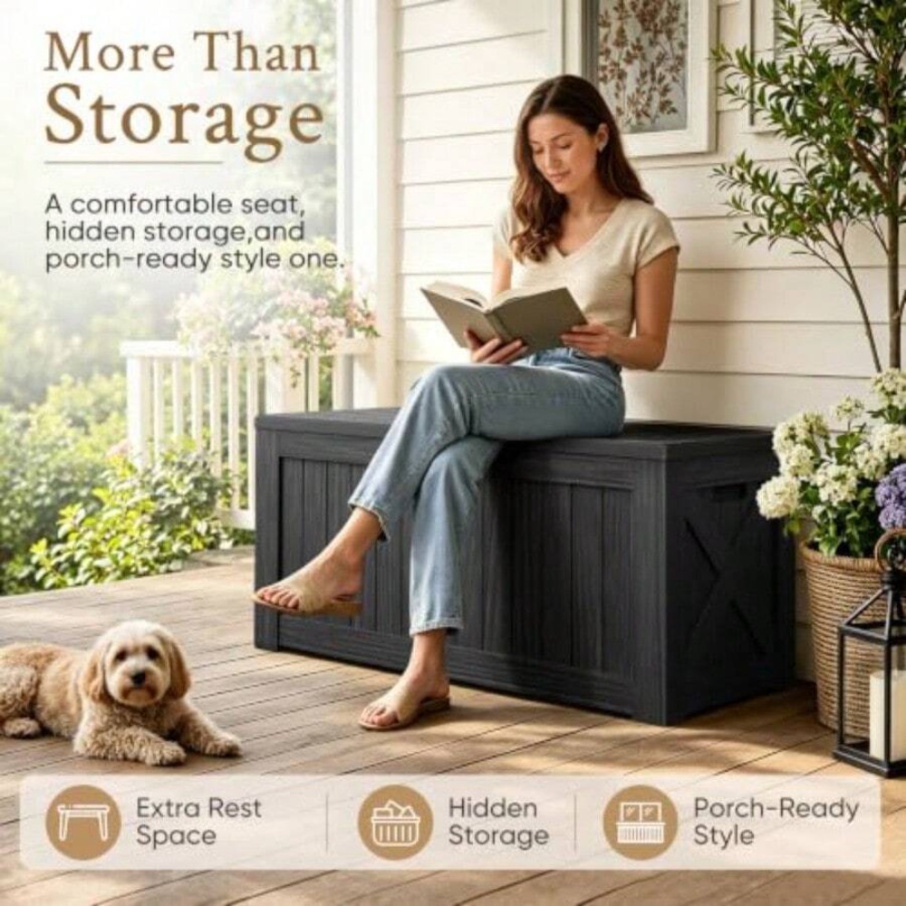 120 Gallon Deck Box Outdoor St - Outdoor Furniture Resin 评论和价格