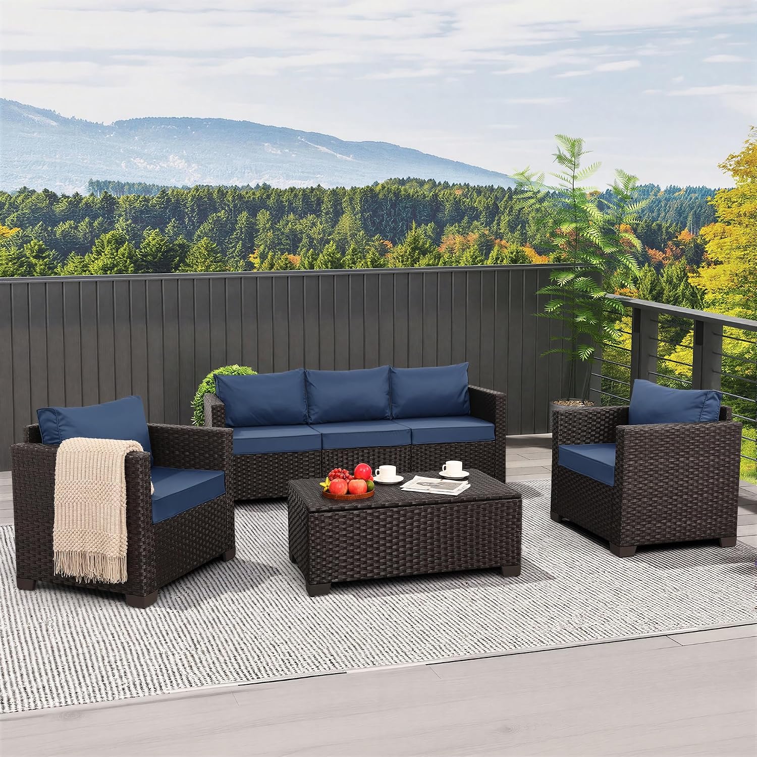 4 Piece Patio Furniture Set 45 - Outdoor Furniture Fire Pit Set 评论和价格