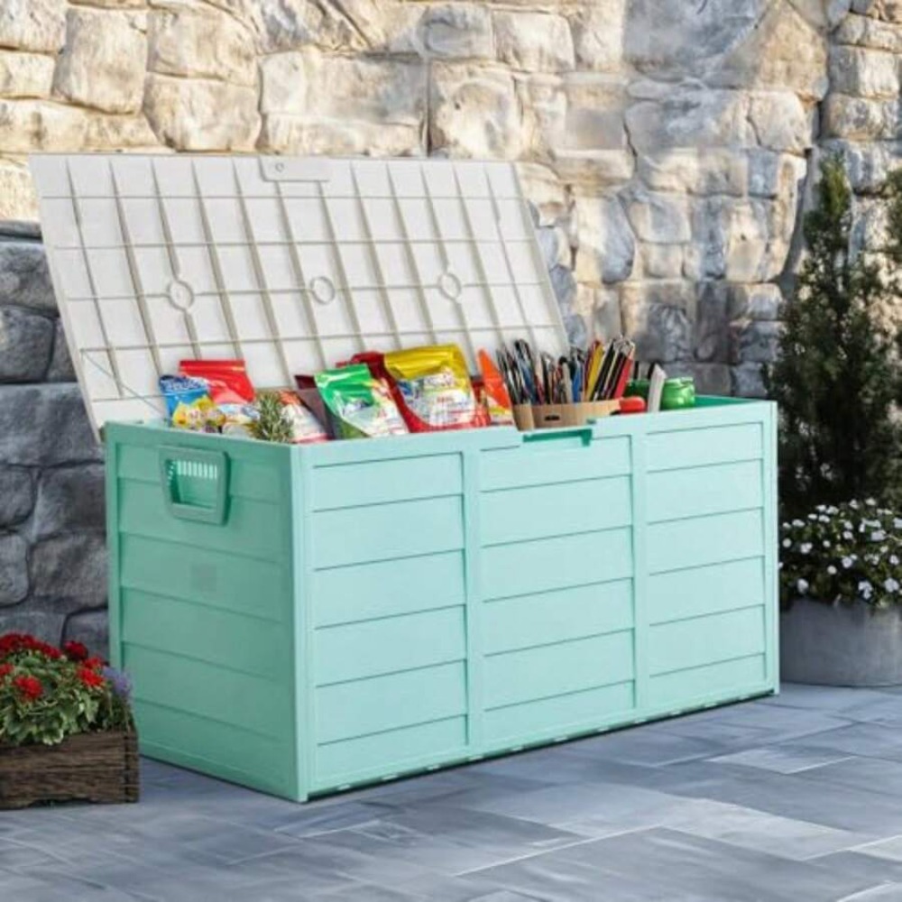75 Gallon Large Resin Deck Box - Outdoor Furniture Resin 评论和价格