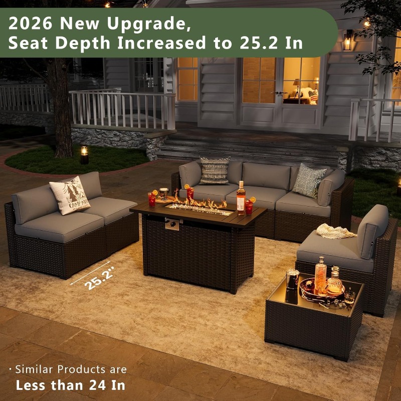 Aoxun 8 Piece Patio Furniture  - Outdoor Furniture Fire Pit Set 评论和价格