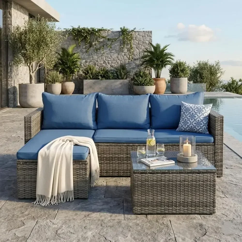 4-Piece Outdoor Wicker Patio F - Outdoor Furniture Fire Pit Set 评论和价格